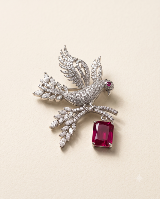 Ruby Dove Brooch