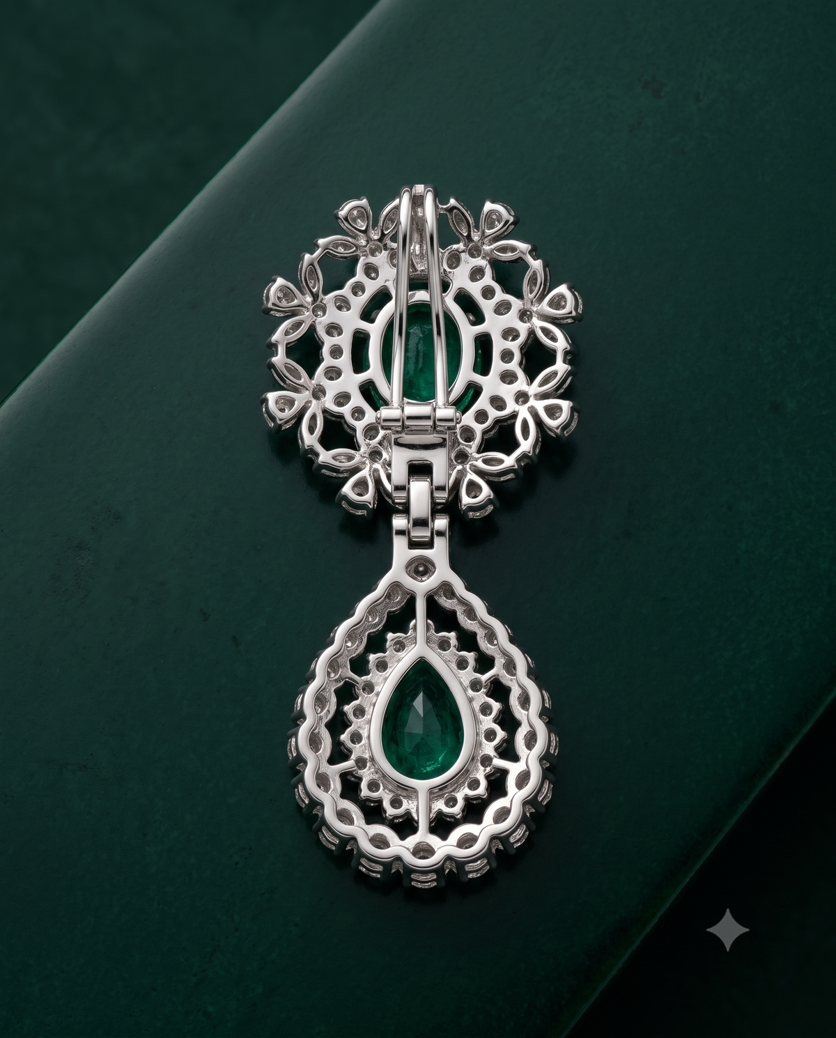 Pure Silver Emerald Bagh Pendant