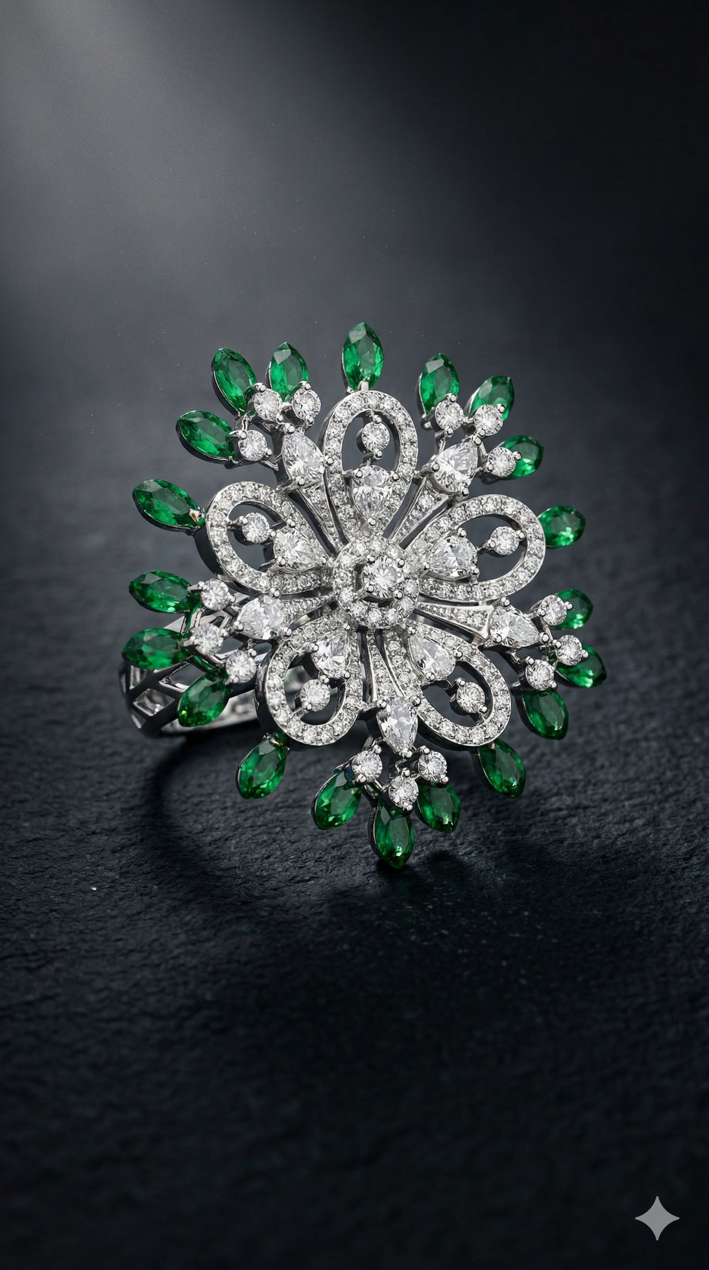 Emerald Sunburst Ring