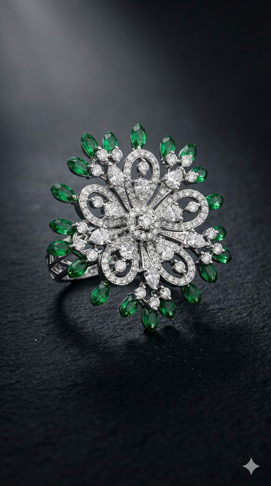 Emerald Sunburst Ring