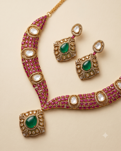 Ruby Polki Necklace Set