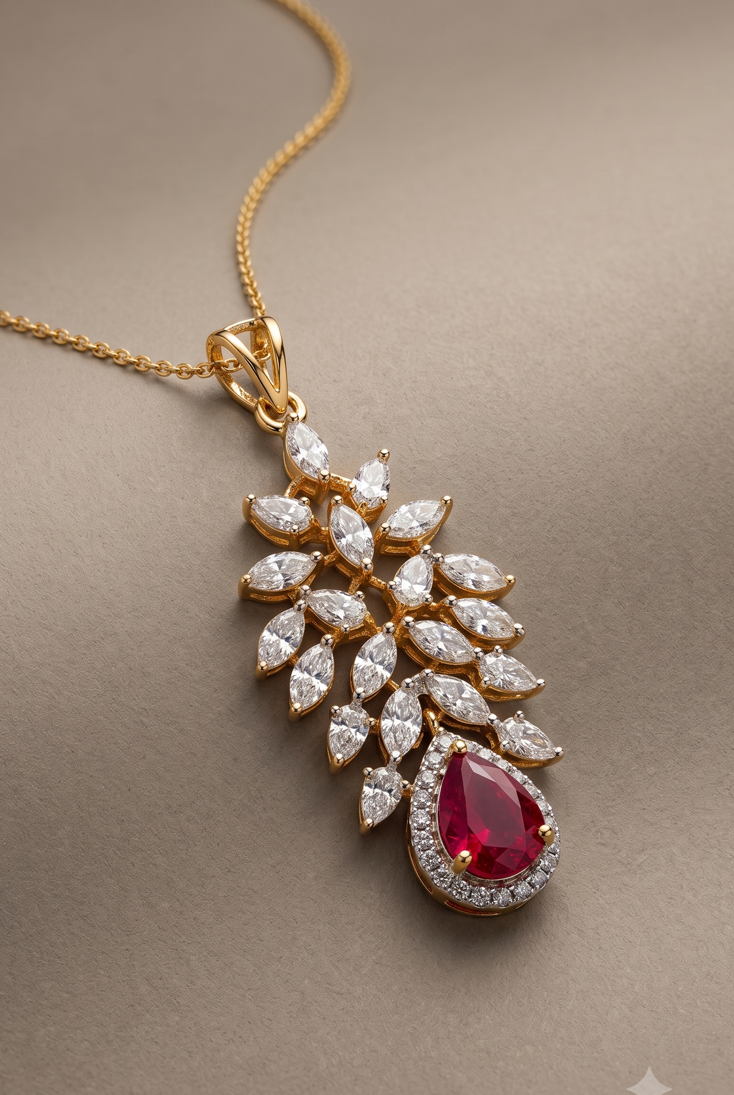 Pure Silver Golden Drop Pendant Chain