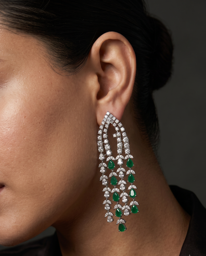 Statement Emerald Danglers