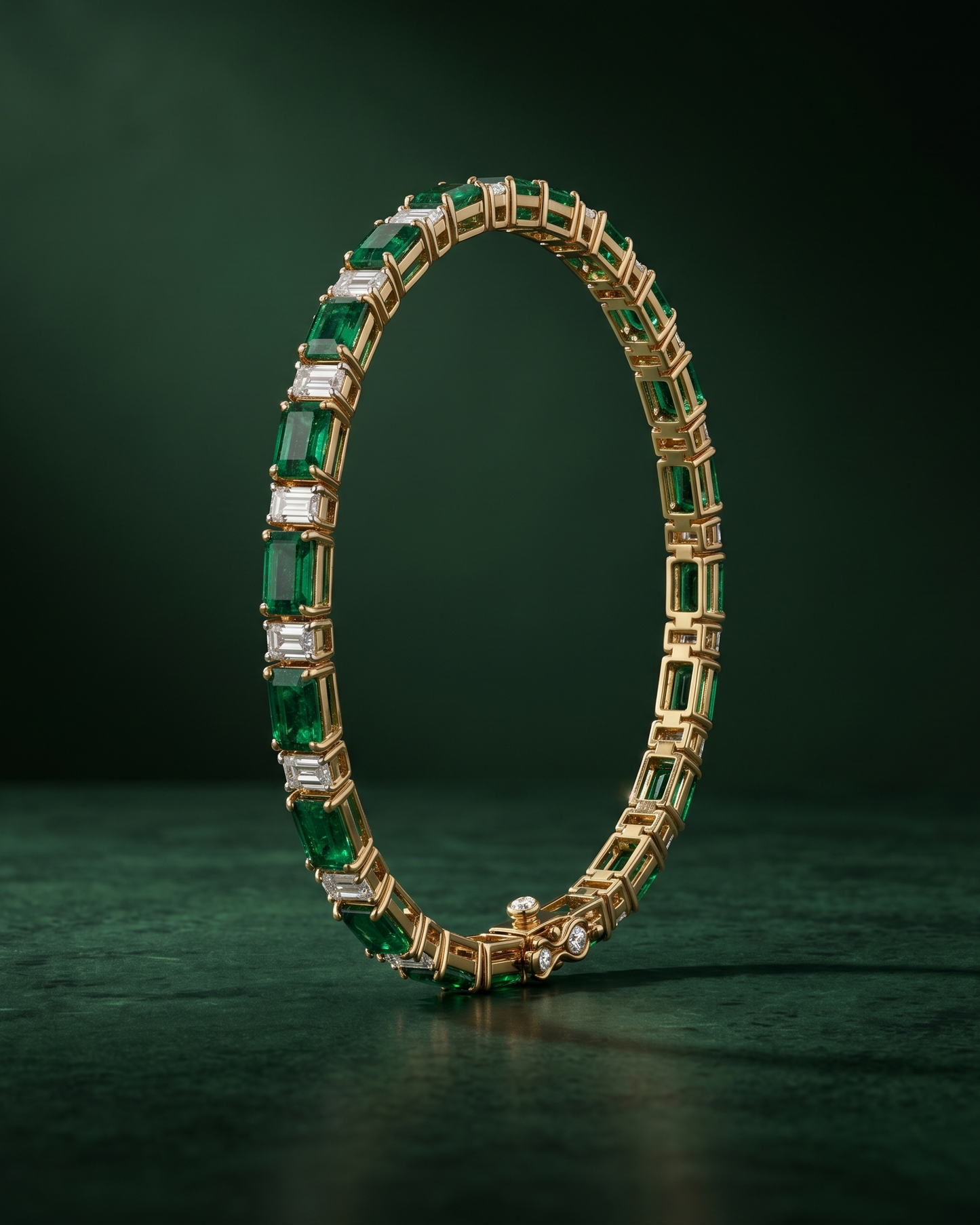 Pure Silver Emerald Tennis Bracelet