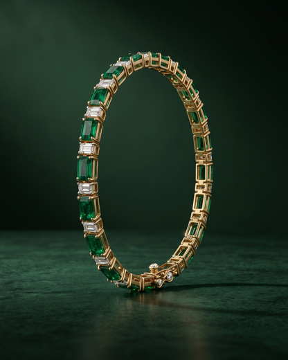 Pure Silver Emerald Tennis Bracelet