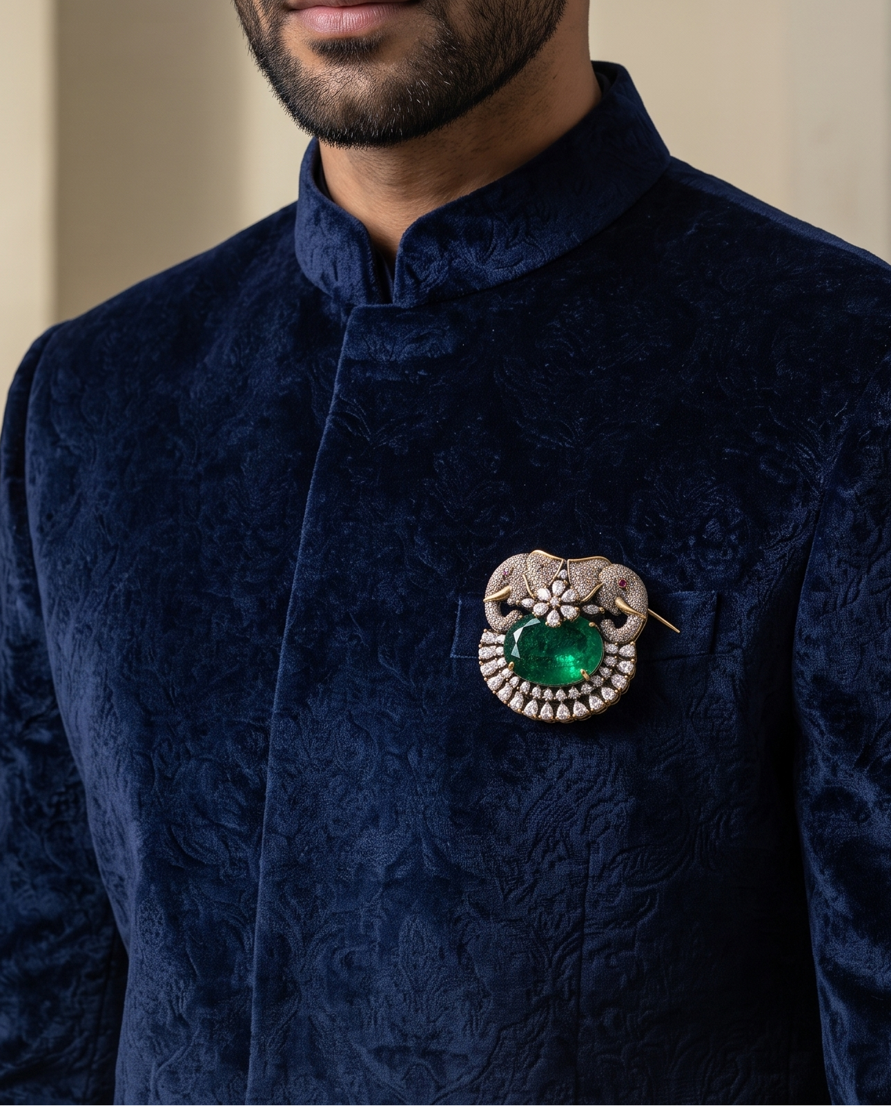 Emerald Gajraj Brooch