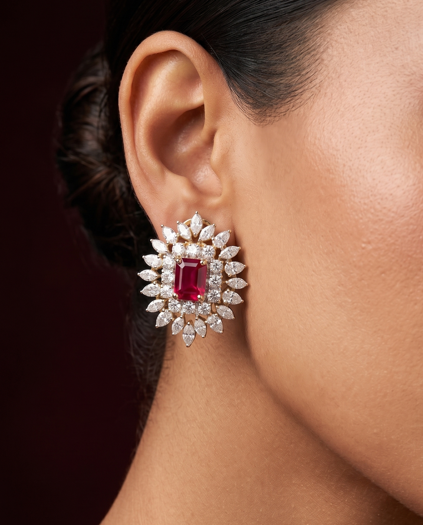Pure Silver Ruby Majesty Earrings