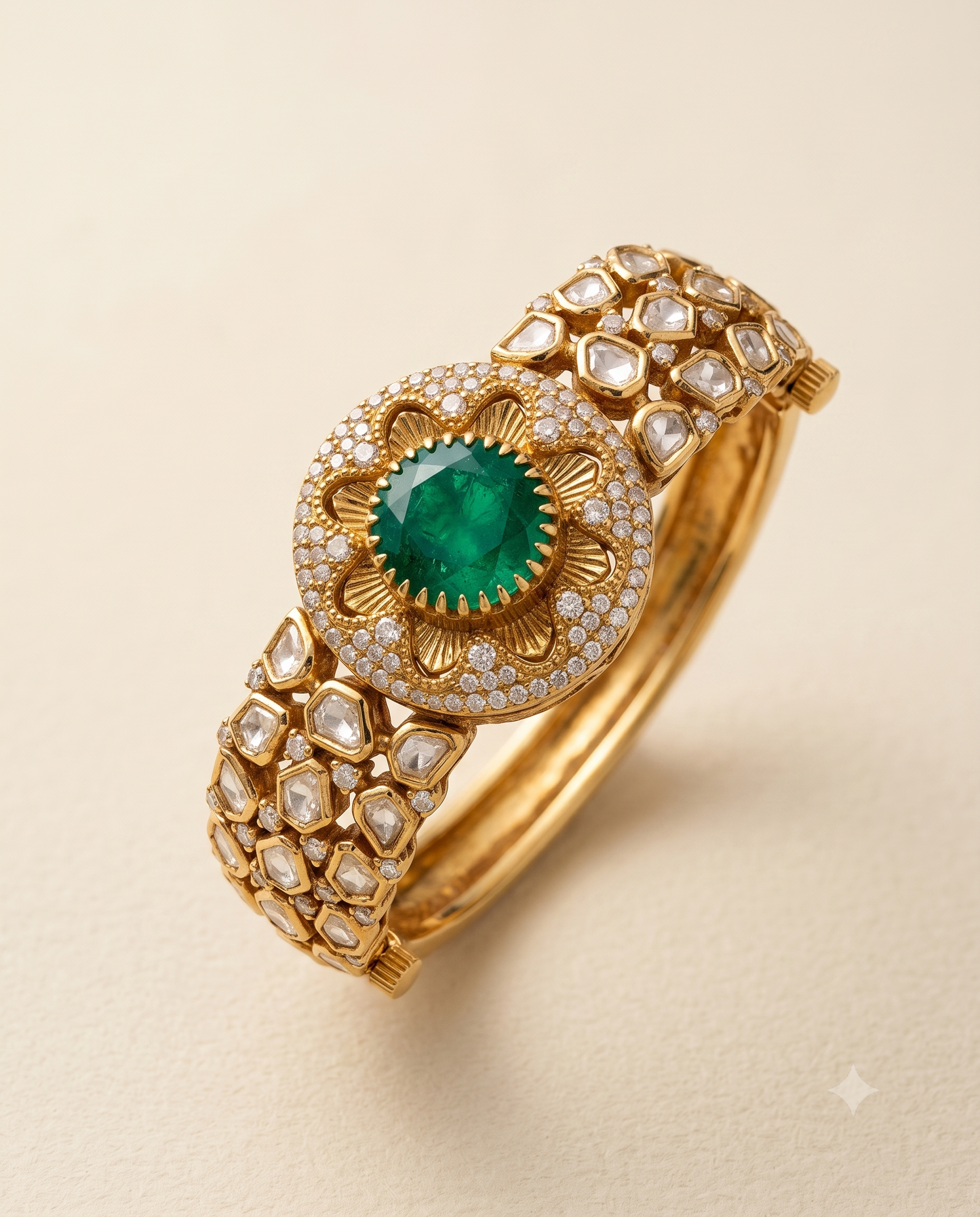 Elara Emerald Polki Bracelet