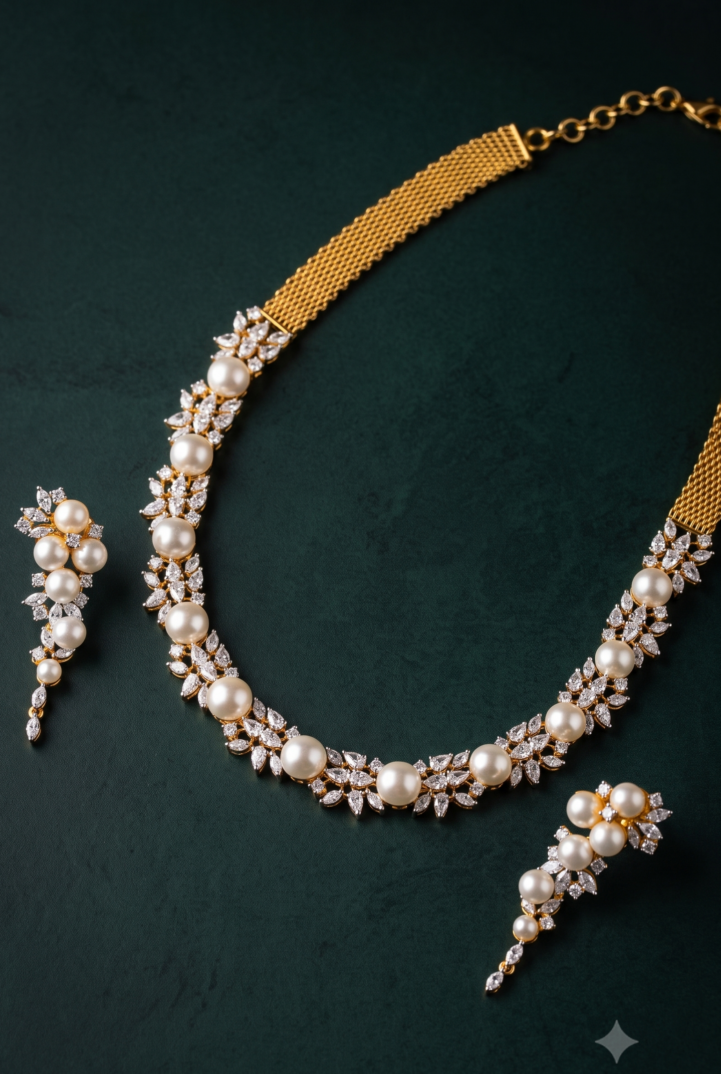 Pure Silver Pearl Brilliance Necklace Set