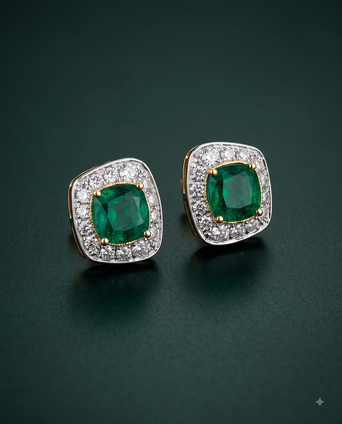 Pure Silver Emerald Regent Studs