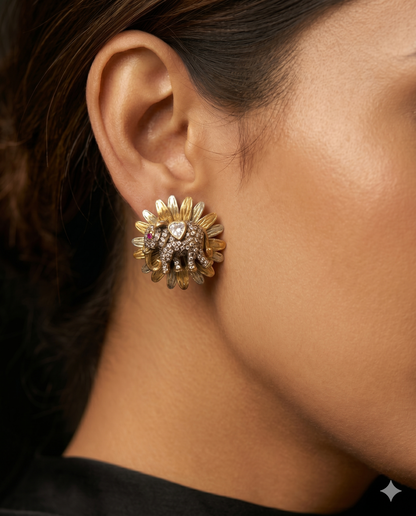 Pure Silver Elegant Gajraj Studs