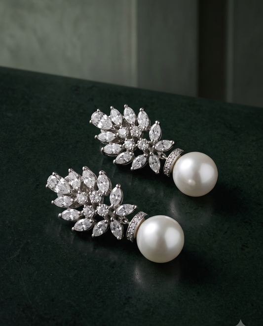 Marquise Pearl Studs