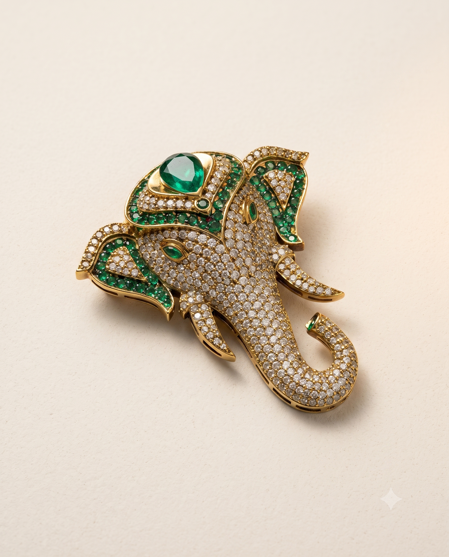 Emerald Gaj Brooch