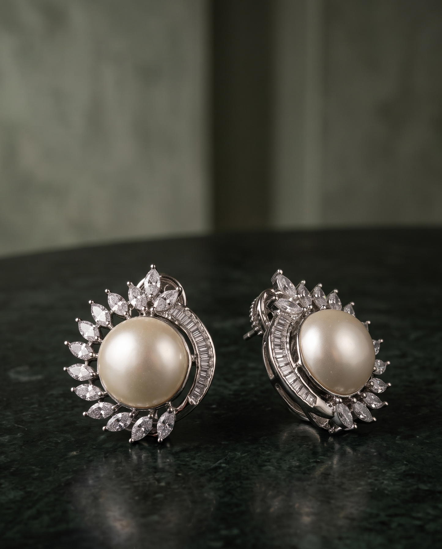 Marquise Pearl Studs