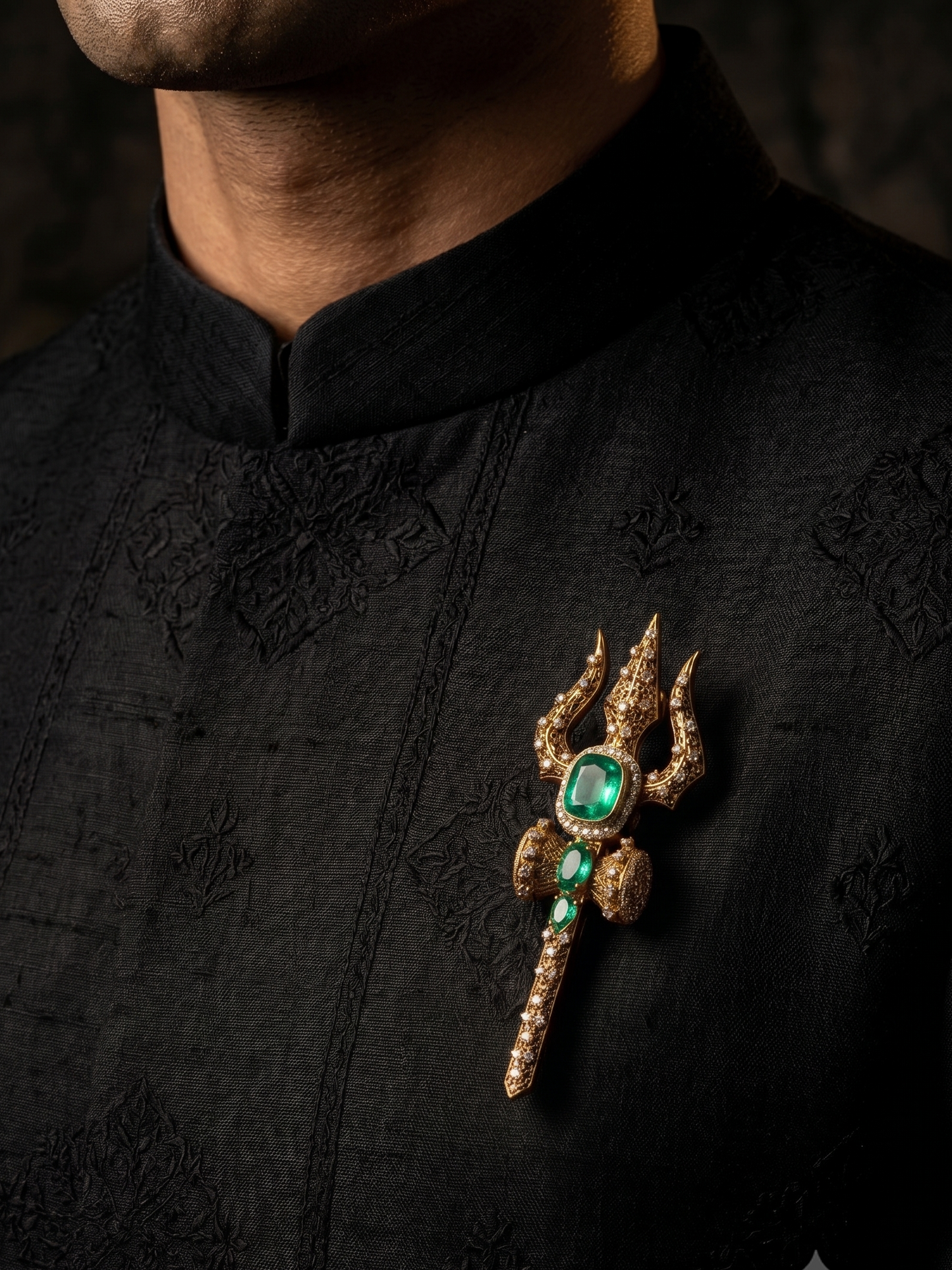 Pure Silver Divine Trishul Brooch