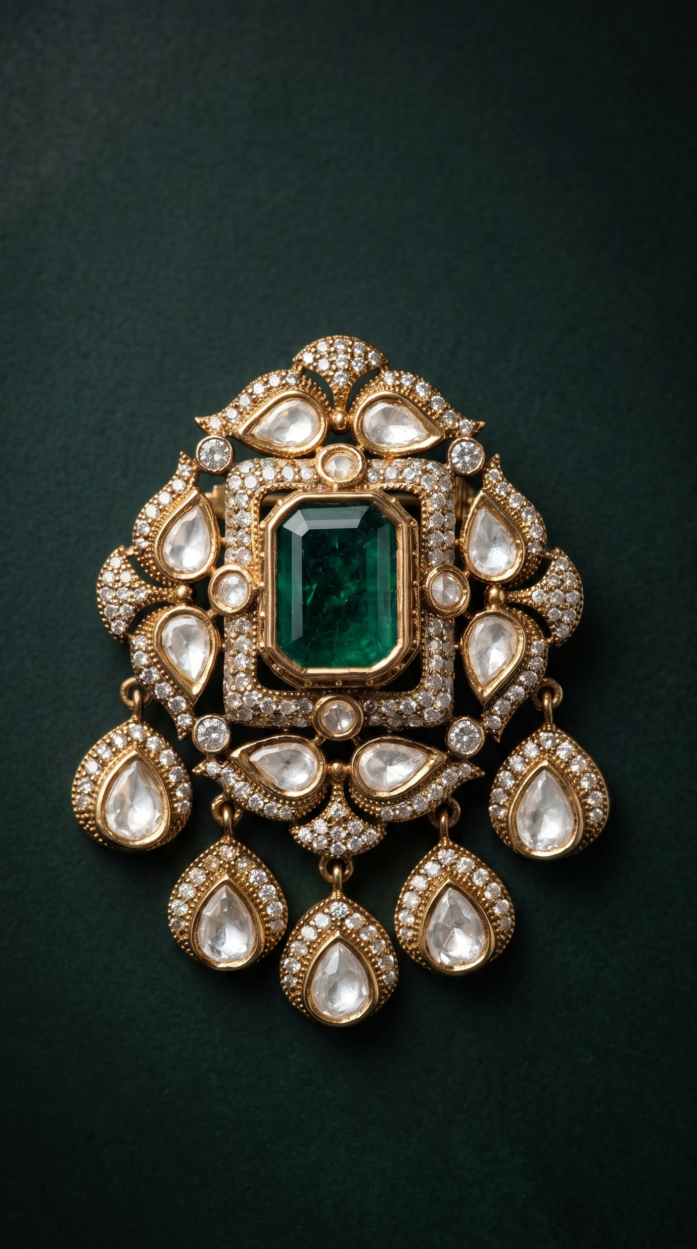 Royal Emerald Polki Brooch