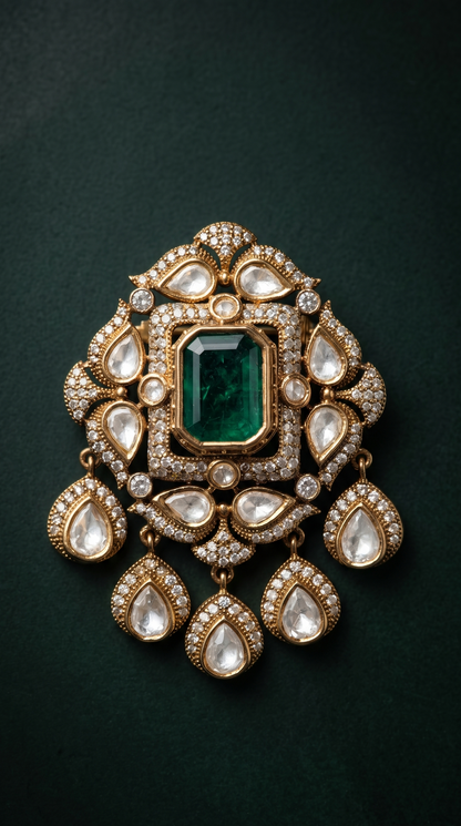 Royal Emerald Polki Brooch