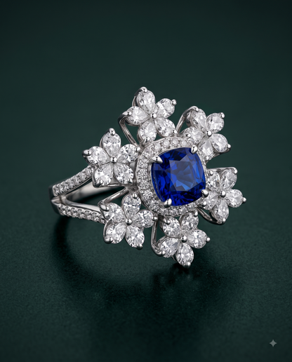 Pure Silver Sapphire Zenith Ring