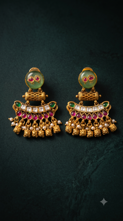 Emerald Ghungroo Earrings