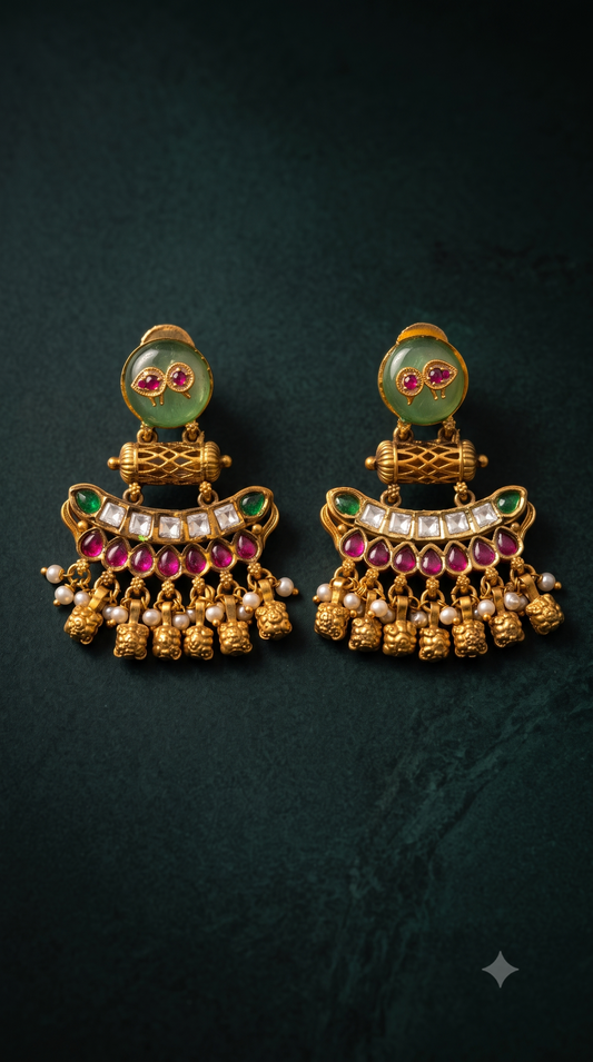 Emerald Ghungroo Earrings