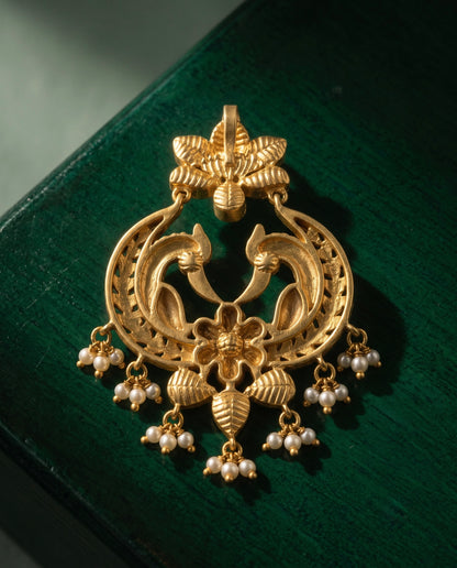 Pure Silver Polki Mayur Pendant