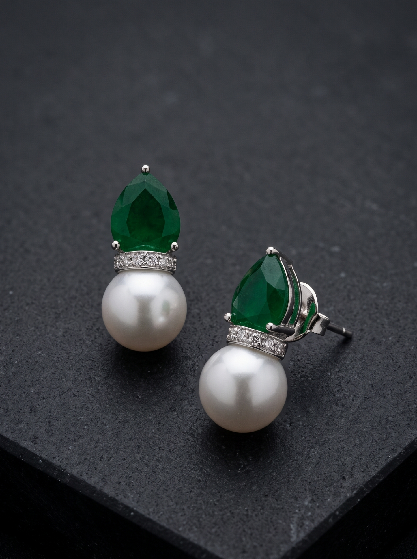 Emerald Pearl Studs