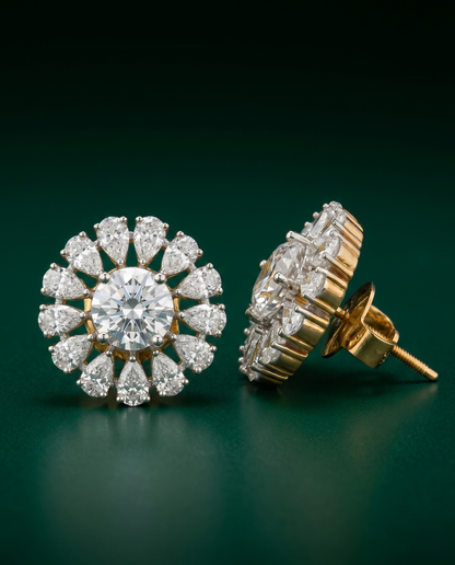 Pure Silver Round Halo Studs