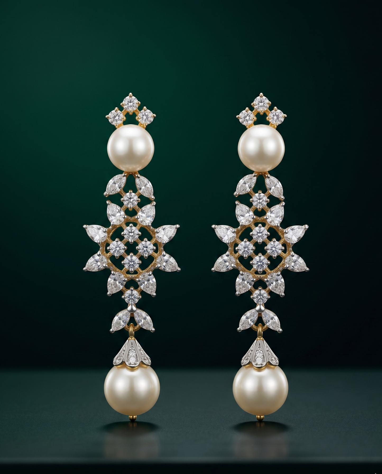 Pure Silver Dual Pearl Earrings