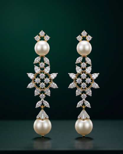 Pure Silver Dual Pearl Earrings