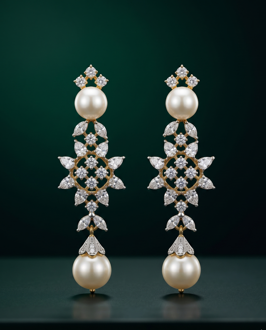 Pure Silver Dual Pearl Earrings