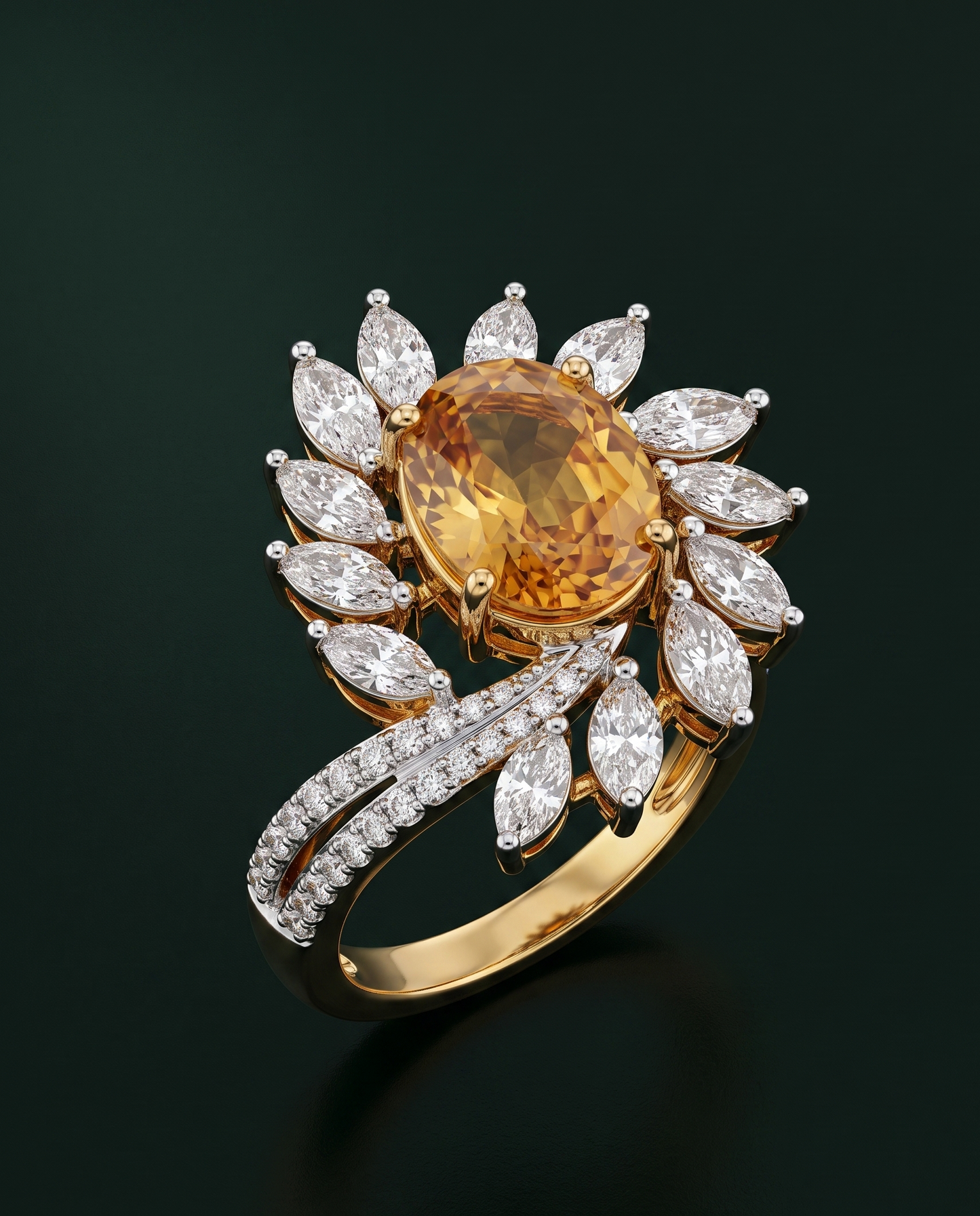 Pure Silver Citrine Bloom Ring