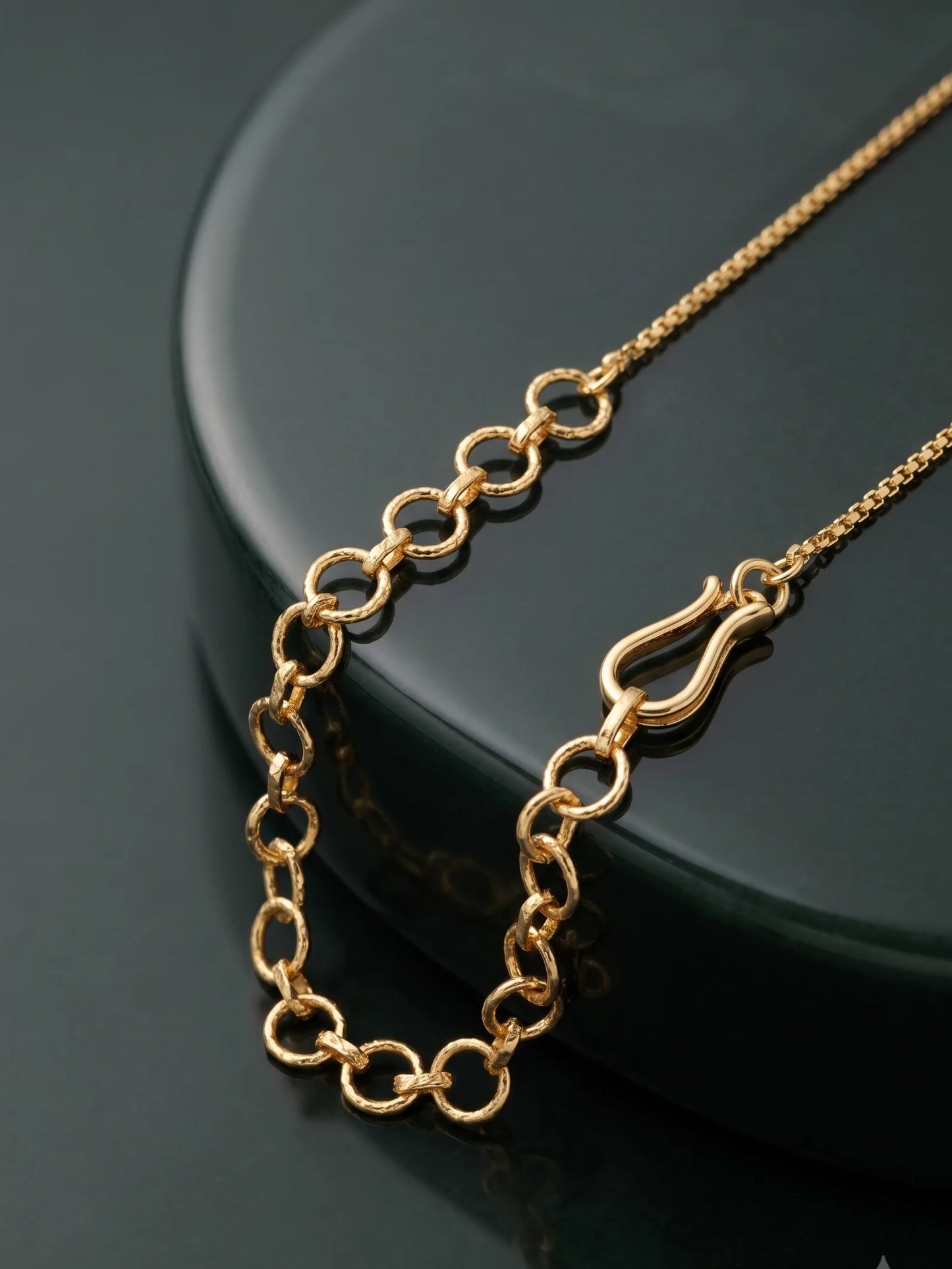 Pure Silver Golden Drop Pendant Chain