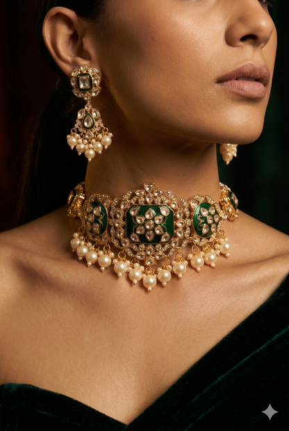 Royal Emerald Polki Choker set