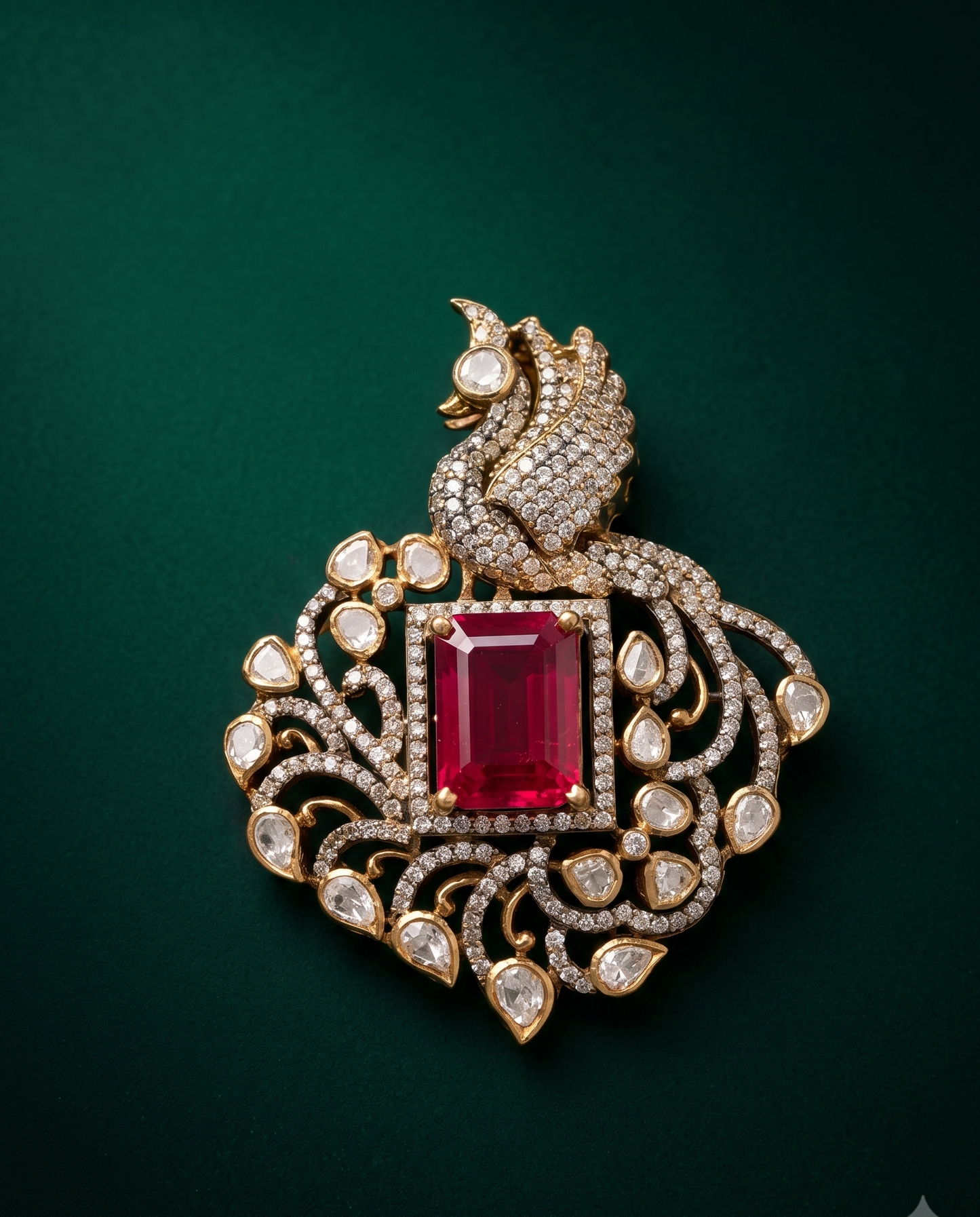 Pure Silver Regal Ruby Chain Pendant