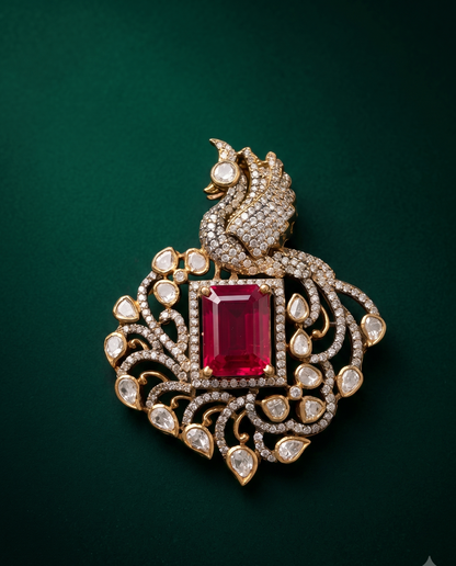 Pure Silver Regal Ruby Chain Pendant
