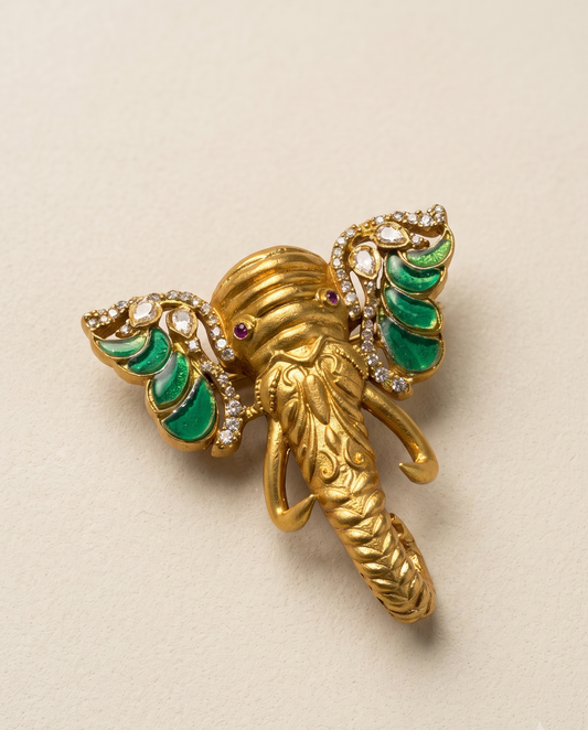 Airavata Emerald Brooch