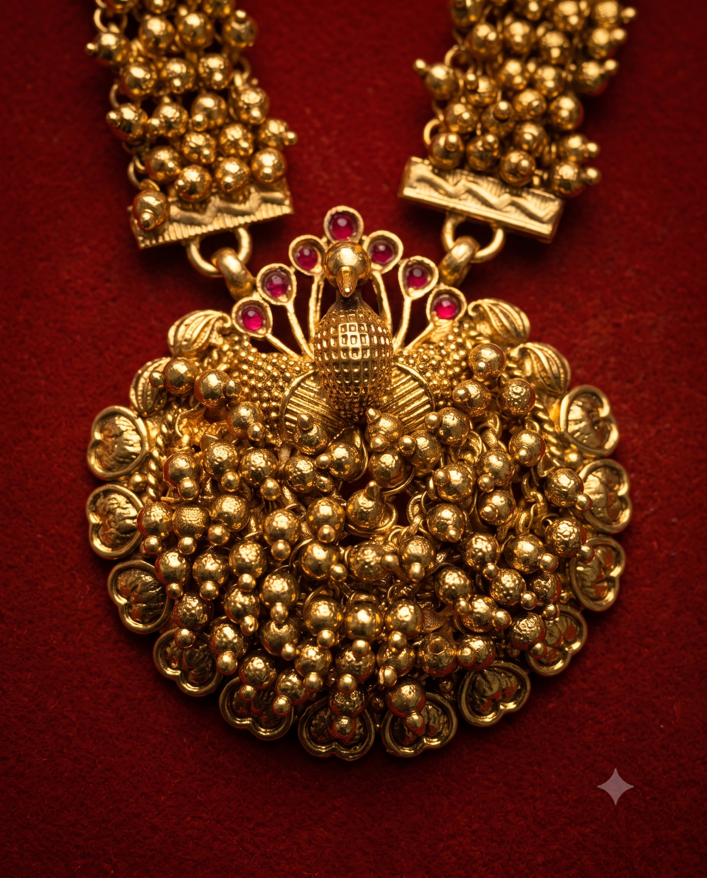 Mayur Golden Nakshi Necklace Set