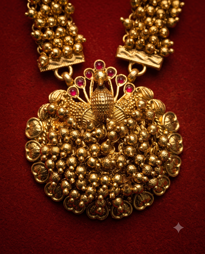 Mayur Golden Nakshi Necklace Set