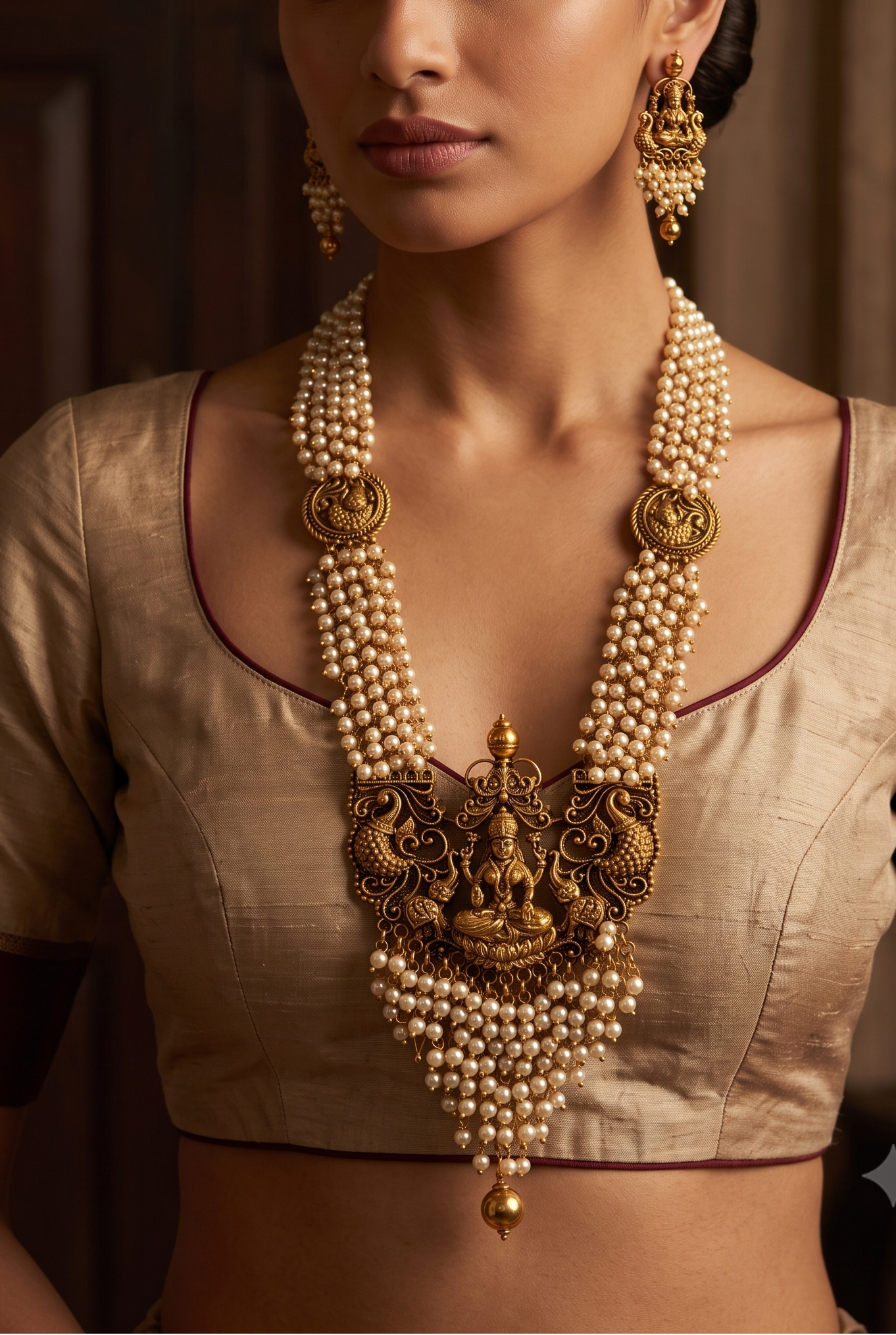 Pearl Temple Fusion Necklace Set