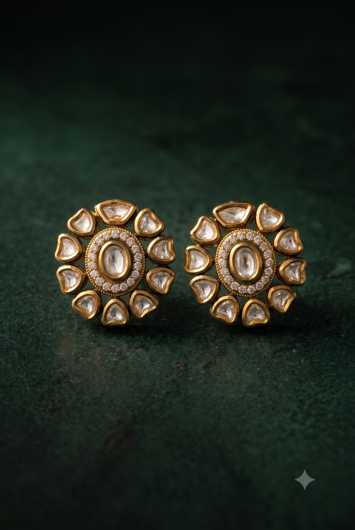 Classic Polki Halo Studs