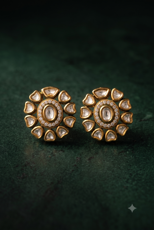 Classic Polki Halo Studs