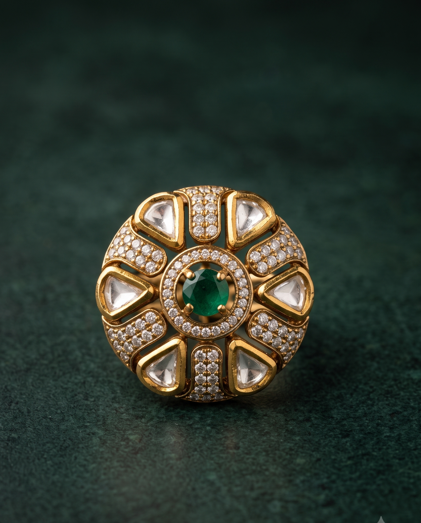 Emerald Mehr Polki Ring