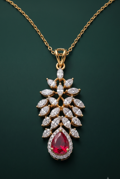 Pure Silver Golden Drop Pendant Chain