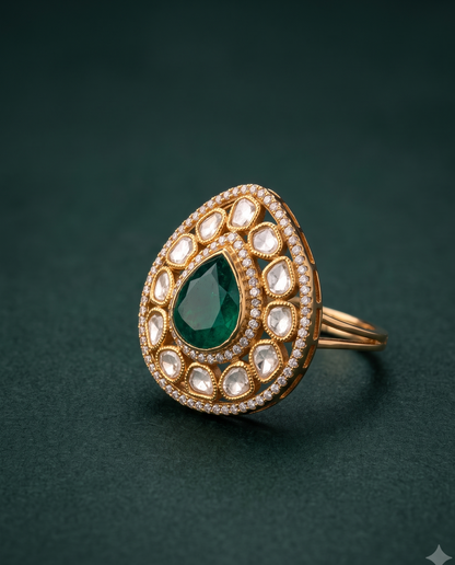 Noori Emerald Polki Ring
