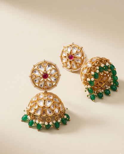 Golden Jadau Jhumkas