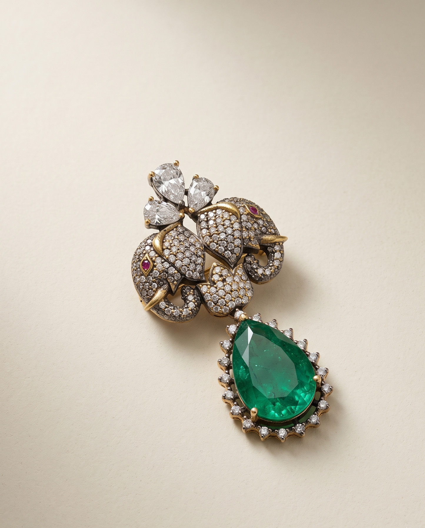 Elegant Emerald Brooch