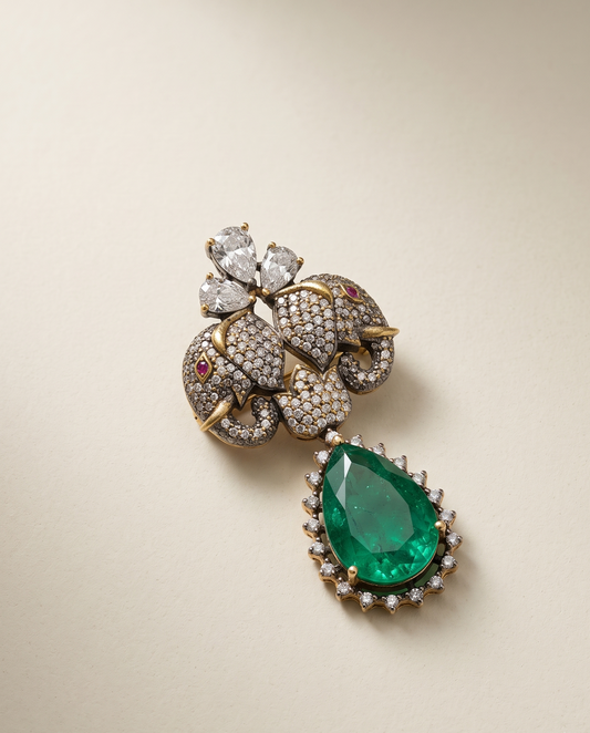 Elegant Emerald Brooch