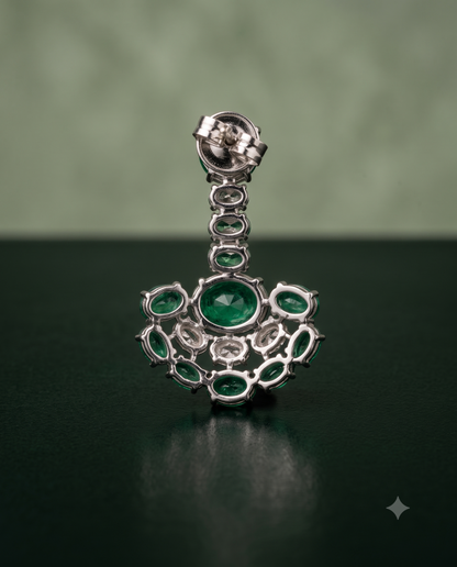 Pure Silver Emerald Bold Earrings