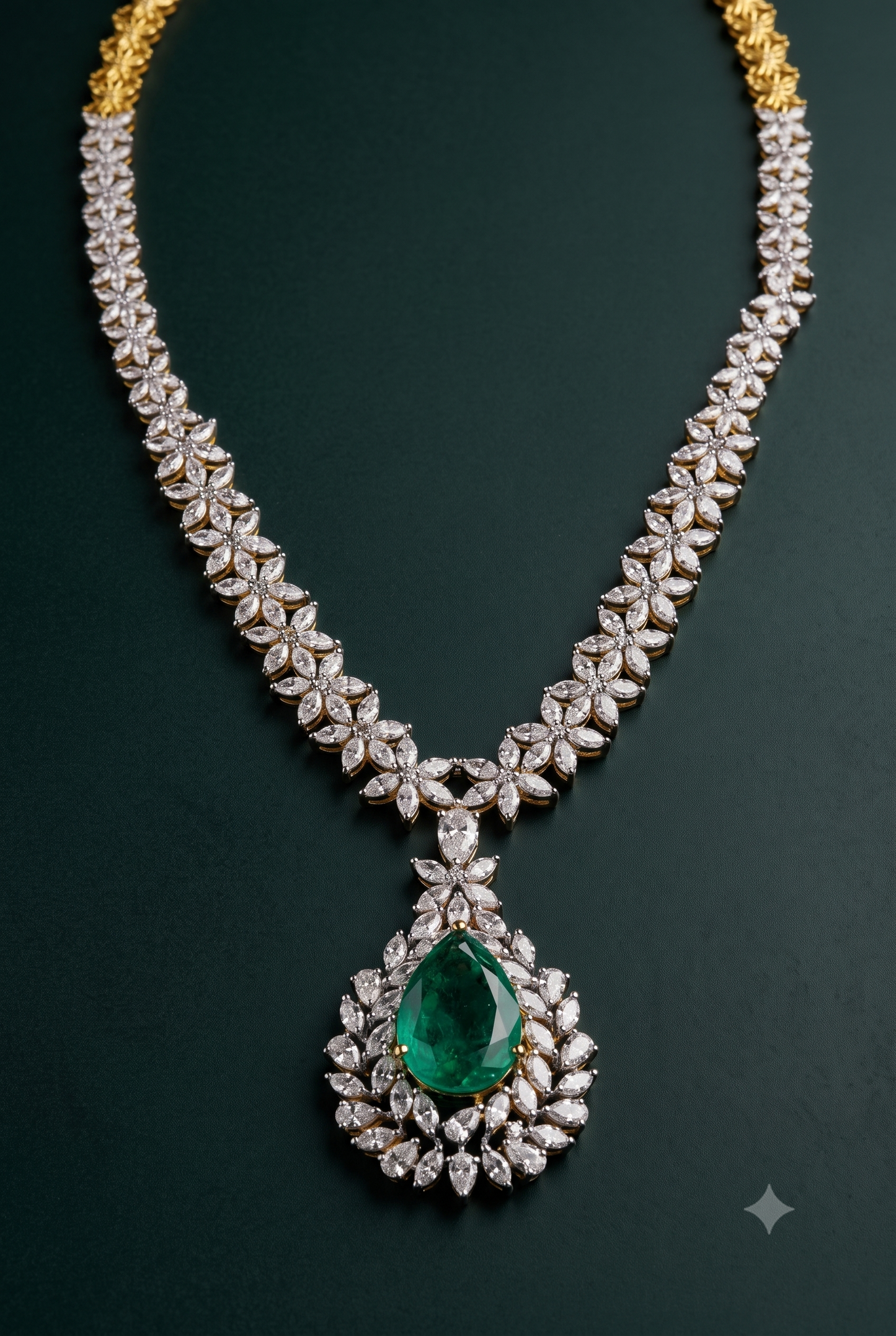 Pure Silver Emerald Elegance Necklace Set