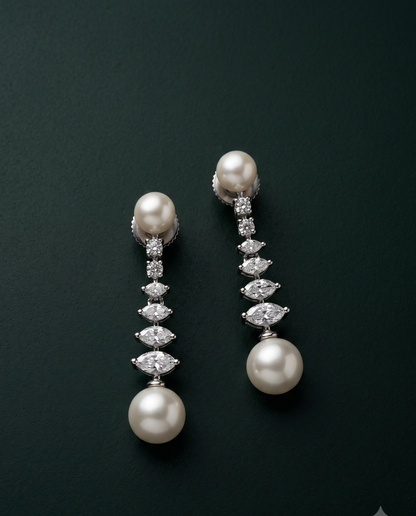 Dual Pearl Column Earrings